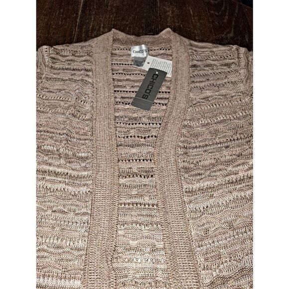 New Size 4 Chicos 0 Pink Tan Marble Jossi Sleeveless Sweater Vest Open Front NWT - Picture 3 of 6